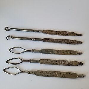Vintage Metal Button/Shoe  Hooks Set Of 5 1920s